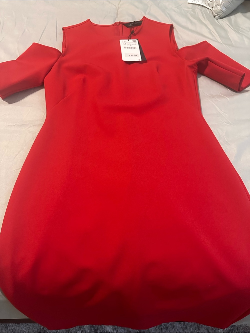 Zara Red Cold-Shoulder Mini Dress